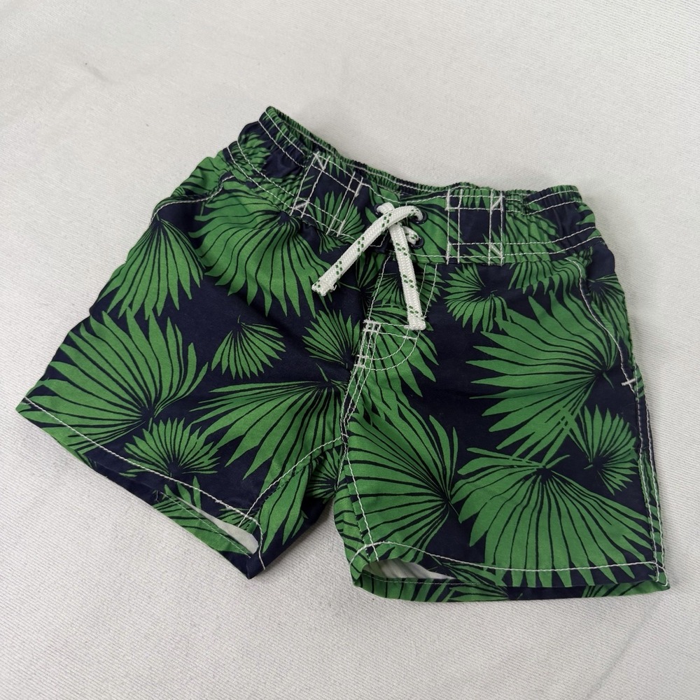 babyGap Baby Swim Trunks Tropical Lined Drawstring Green/Navy 6-12 Months